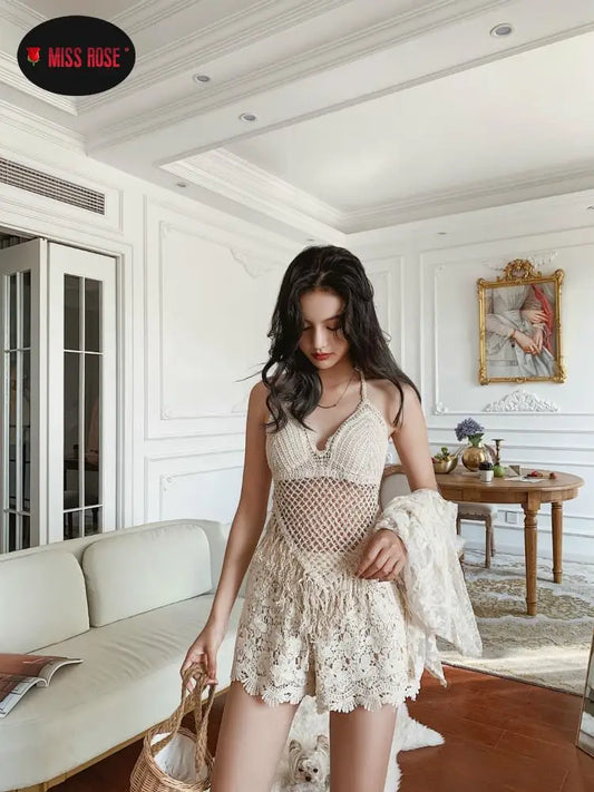 3pcs Women Open Cardigan Top Bra Set High Waist Crochet Cardigan & Shorts & Top Bikini Summer Fashion Beach Holiday Hollow Out