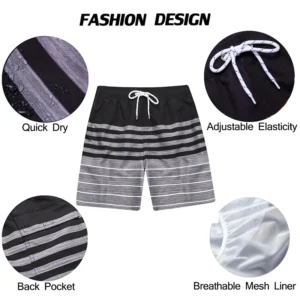 DATIFER Summer Men Beach Print Shorts Surfing Swimwear Fitness Workout Trunks Male Sportswear With Pockets Pants 3