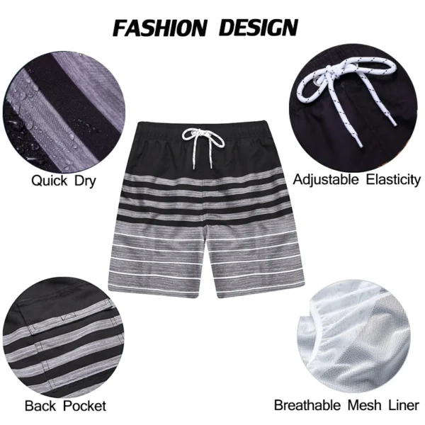 DATIFER Summer Men Beach Print Shorts Surfing Swimwear Fitness Workout Trunks Male Sportswear With Pockets Pants 3