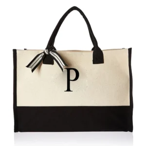 A-Z Canvas Totes bag Fashion Canvas Tote Letters Flower Portable Beach Shoulder Shopping Casual Beach Bag Large Capacity Handbag 23