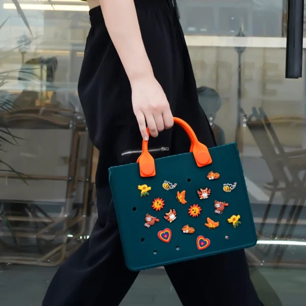 EVA Large Leather Shoulder Bag Handbag Tote Bag Storage for Women Casual Waterproof Beach Bag Hole Fit Charm Fashion Storage Bag 5