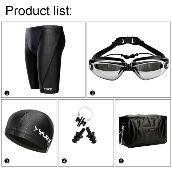 Men Swimming Shorts Waterproof Competition Swim Equipment Goggles with Ear-plug Cap Case Trunks Briefs Swimwear Half Pants 2022 4