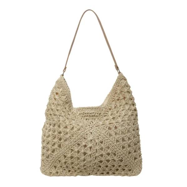 Women Straw Tote Bag Large Capacity Vintage Vacation Shoulder Bag Everything Casual Handbag Designer Hollow Summer Beach Bag 8