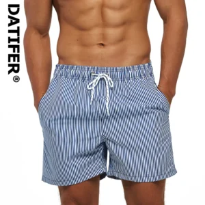 DATIFER Summer Men Beach Print Shorts Surfing Swimwear Fitness Workout Trunks Male Sportswear With Pockets Pants 1