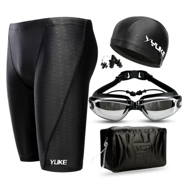 Men Swimming Shorts Waterproof Competition Swim Equipment Goggles with Ear-plug Cap Case Trunks Briefs Swimwear Half Pants 2022 1