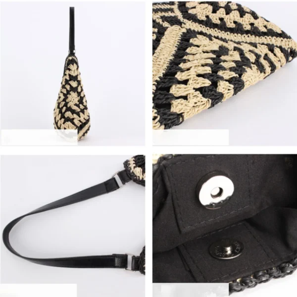 Women Straw Tote Bag Large Capacity Vintage Vacation Shoulder Bag Everything Casual Handbag Designer Hollow Summer Beach Bag 5