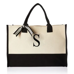 A-Z Canvas Totes bag Fashion Canvas Tote Letters Flower Portable Beach Shoulder Shopping Casual Beach Bag Large Capacity Handbag 25