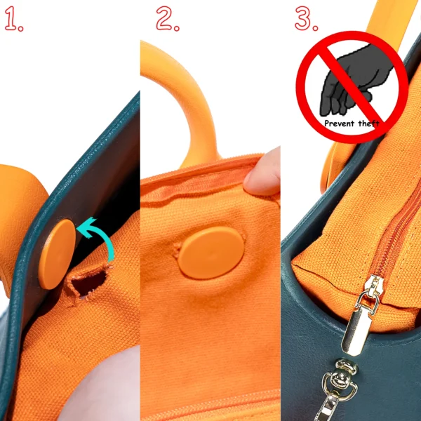 EVA Large Leather Shoulder Bag Handbag Tote Bag Storage for Women Casual Waterproof Beach Bag Hole Fit Charm Fashion Storage Bag 4