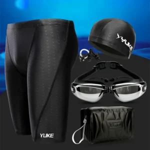 Men Swimming Shorts Waterproof Competition Swim Equipment Goggles with Ear-plug Cap Case Trunks Briefs Swimwear Half Pants 2022 2
