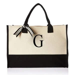 A-Z Canvas Totes bag Fashion Canvas Tote Letters Flower Portable Beach Shoulder Shopping Casual Beach Bag Large Capacity Handbag 11