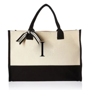 A-Z Canvas Totes bag Fashion Canvas Tote Letters Flower Portable Beach Shoulder Shopping Casual Beach Bag Large Capacity Handbag 13