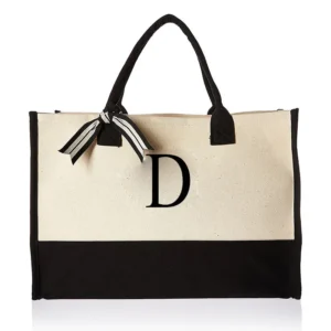 A-Z Canvas Totes bag Fashion Canvas Tote Letters Flower Portable Beach Shoulder Shopping Casual Beach Bag Large Capacity Handbag 10