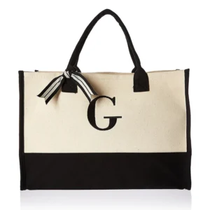 A-Z Canvas Totes bag Fashion Canvas Tote Letters Flower Portable Beach Shoulder Shopping Casual Beach Bag Large Capacity Handbag 1