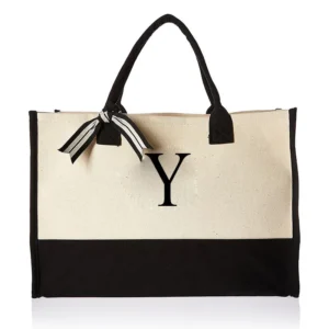 A-Z Canvas Totes bag Fashion Canvas Tote Letters Flower Portable Beach Shoulder Shopping Casual Beach Bag Large Capacity Handbag 31