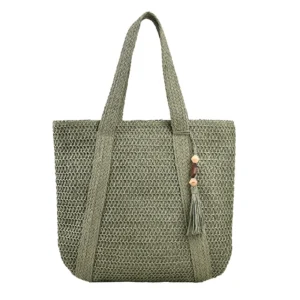 Large Capacity Straw Weave Tote Bag for Women Summer Beach Handbag Tassel Pendant Bohemian Shoulder Bag 2024 Ladies Travel Bag 8