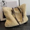 Straw Woven Tote Bags Casual Large Luxury Design Capacity Handbag Beach Shoulder Simple Women’s Bag Style Shopping Summer bolsos