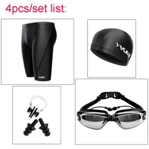 Men Swimming Shorts Waterproof Competition Swim Equipment Goggles with Ear-plug Cap Case Trunks Briefs Swimwear Half Pants 2022 7