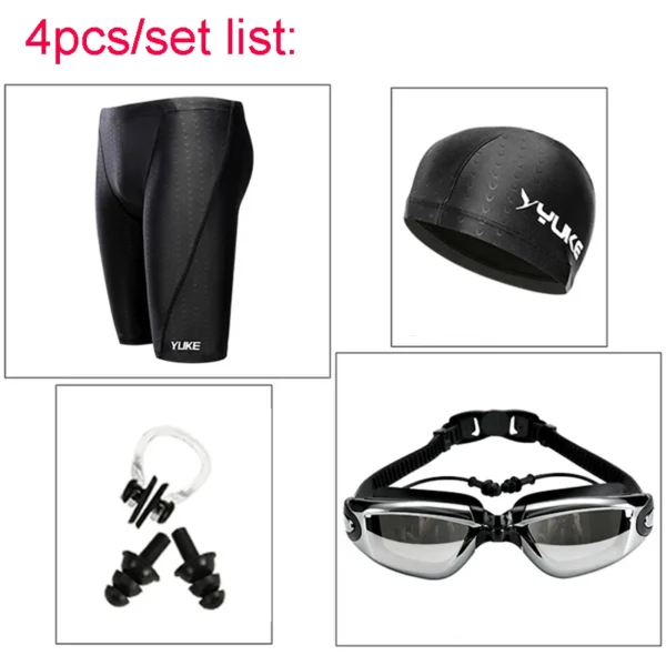 Men Swimming Shorts Waterproof Competition Swim Equipment Goggles with Ear-plug Cap Case Trunks Briefs Swimwear Half Pants 2022 7