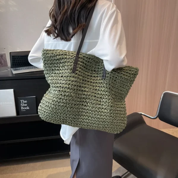 Straw Woven Tote Bags Casual Large Luxury Design Capacity Handbag Beach Shoulder Simple Women's Bag Style Shopping Summer bolsos 10