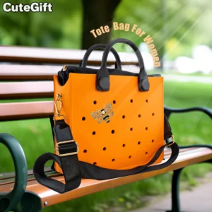 EVA Large Leather Shoulder Bag Handbag Tote Bag Storage for Women Casual Waterproof Beach Bag Hole Fit Charm Fashion Storage Bag 1
